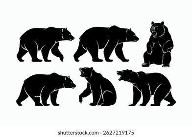 Diverse Bear Silhouettes in Various Poses