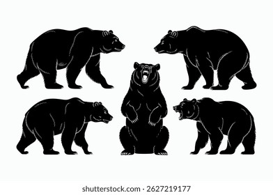 Diverse Bear Silhouettes in Various Poses