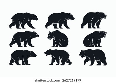 Diverse Bear Silhouettes in Various Poses