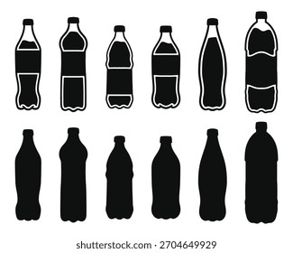 Siluetas diversas del envase de la botella de la bebida
