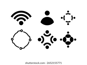 Iconografia preta diversificada Um conjunto de representações minimalistas para conectividade de tecnologia e elementos de design de interface do usuário