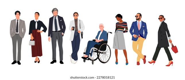 Diverse business men and women vector isolated.