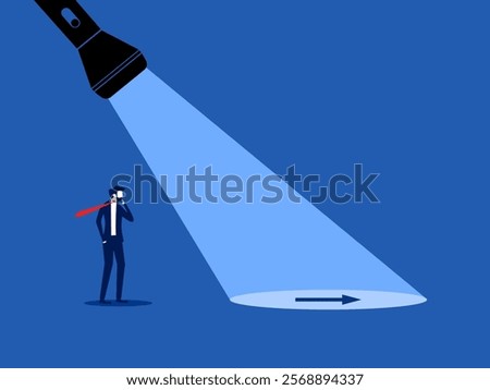 Diverse business paths, help guide the way. Businessman follow the guiding light