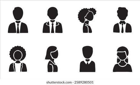 Diverse Business People Icons Male, Female, Suits, Profiles