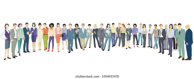 Diverse business people stand together
