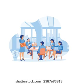 Diverse business professionals are holding a meeting in the office. Work together and discuss with each other during discussions in the modern office. Business people in office workplace concept.