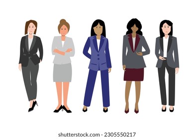 diverse business woman standing and wearing formal suits for teamwork or show as office worker