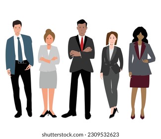 diverse businessman and businesswoman standing and wearing formal suits for teamwork or show as office worker