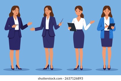Diverse businesswoman professional corporate woman standing elegant pose various actions