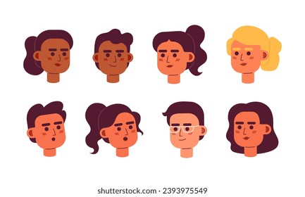 Diverse buyers sellers 2D vector avatars illustration set. Realtor business people cartoon character face portraits collection. Salespeople flat color user profiles images isolated on white background