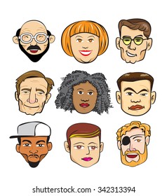 Diverse Cheerful People Faces Concept group