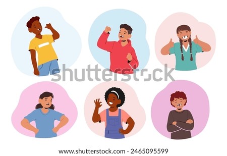 Diverse Children Characters Show Off their Missing Milk Tooth, Displaying A Range Of Emotions And Poses, From Cheerful And Laughing To Thoughtful And Confident. Cartoon People Vector Illustration