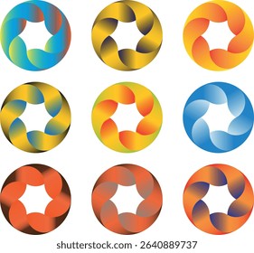 Diverse Circular Logos with Central Star Motif Representing Unity and Creativity