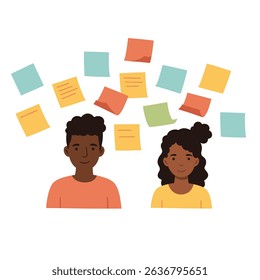 Diverse Colleagues Brainstorming Sticky Notes Creative Teamwork White Background Office