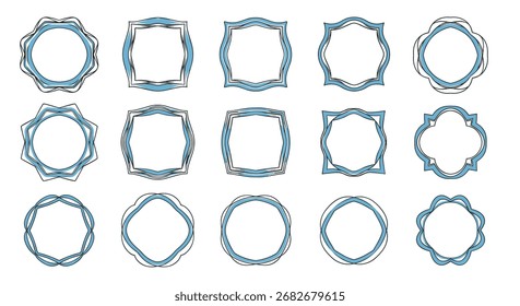 Uma coleção diversificada de quadros decorativos abstratos em padrões geométricos.
