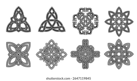 Coleção diversa de figuras geométricas abstratas explorando a simetria e a complexidade do padrão