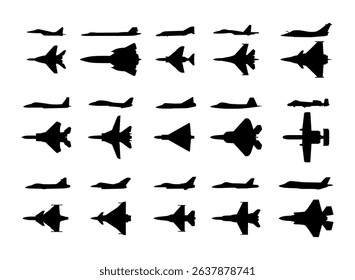 diverse collection of aircraft fighter jet silhouettes