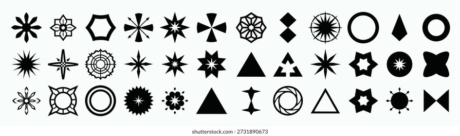 colección diversa de Formas geométricas y abstractas negras