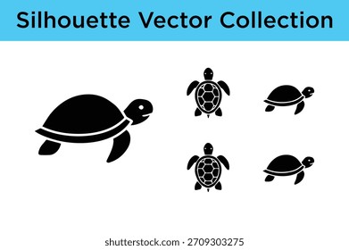 A diverse collection of black turtle and tortoise silhouettes, ideal for graphic design and educational resources.