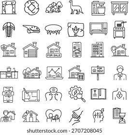 Eine vielfältige Kollektion sauberer, moderner Linien-Icons, die ein breites Spektrum an Themen und Konzepten für Digital- und Printdesign abdecken.