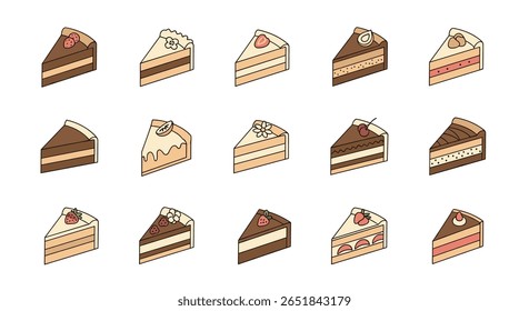 Uma coleção diversificada de deliciosas fatias de sobremesa com vários sabores e texturas para celebrações e prazer