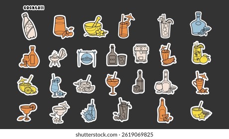 Diverse Collection of Drinks Hand Drawn Style Illustration Artwork