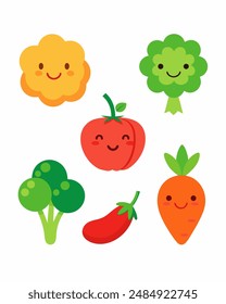 A diverse collection of fresh vegetables, showcasing a vibrant array of colors and textures, perfect for a healthy and balanced diet, set of vegetables, vegetables and fruits, set of vegetables.