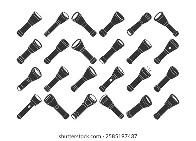 Diverse Collection of Handheld Flashlights in Vector Illustration