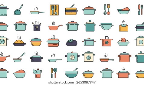 Diverse Collection of Pixel Art Kitchenware and Cooking Utensils for Culinary Design Projects