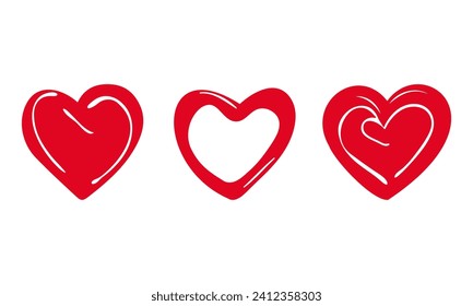 A diverse collection of red hearts in varying shapes, symbolizing emotions, happiness, love, and care—an expressive manifestation of heartfelt sentiments and affectionate connections.