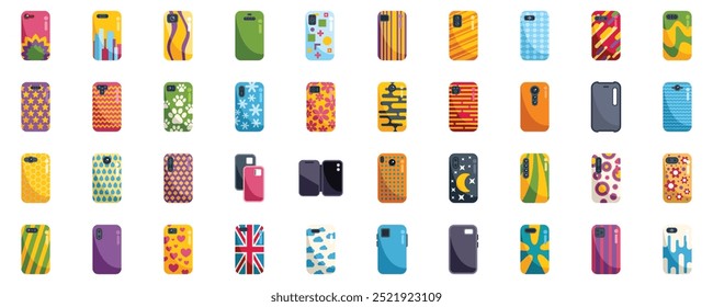 Diverse collection of smartphone cases showcasing a wide array of vibrant and stylish designs, providing both protection and personalization