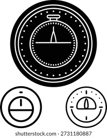 Diverse collection of timing devices includes a prominent, highly detailed stopwatch with a precise dial and push button, alongside two smaller, simplified timer icons, perfect for illustrating concepts of measurement and time.