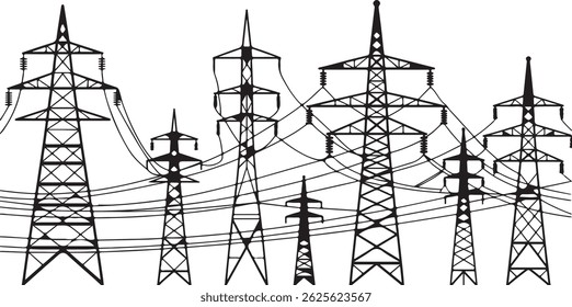 Diverse Collection of Transmission Tower Designs Electricity Pylons Power Grid Infrastructure Energy