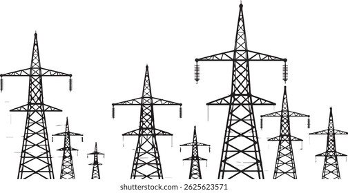 Diverse Collection of Transmission Tower Designs Electricity Pylons Power Grid Infrastructure Energy