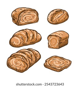 Eine vielfältige Sammlung verschiedener Brotsorten, die eine Vielzahl unterschiedlicher Formen und Texturen zeigt