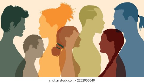 Diverse community of people. Organization, partnership, cooperation and friendship. Flat vector illustration