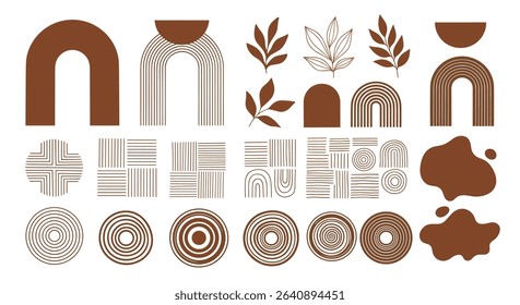 Diverse Compilation of Earth Tone Geometric Shapes Organic Elements for Graphic Design