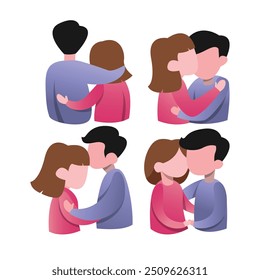 Diverse Valentine’s Couple Poses Icon Collection