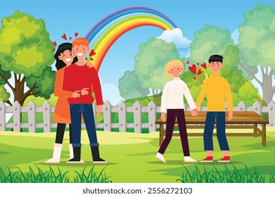 diverse couples illustration vector design