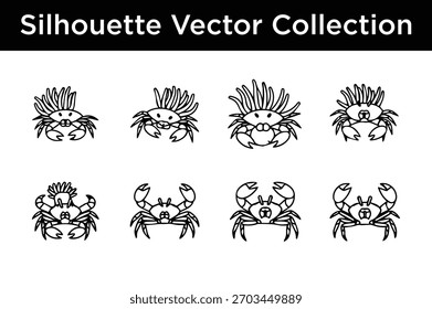 Diverse Crab Silhouette Vector Collection for Design