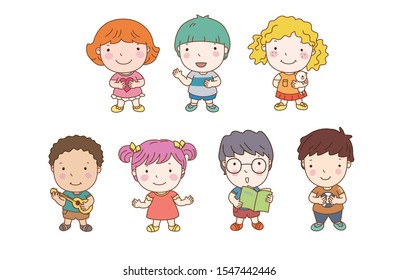 Diverse and cute little children