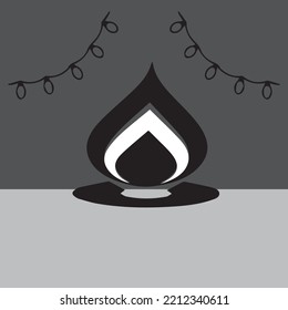 Diverse Diwali lights made with black pattern elements. This images have a gray background