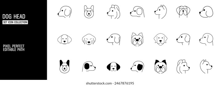 Diversos iconos de cabeza de perro para proyectos creativos y de diseño