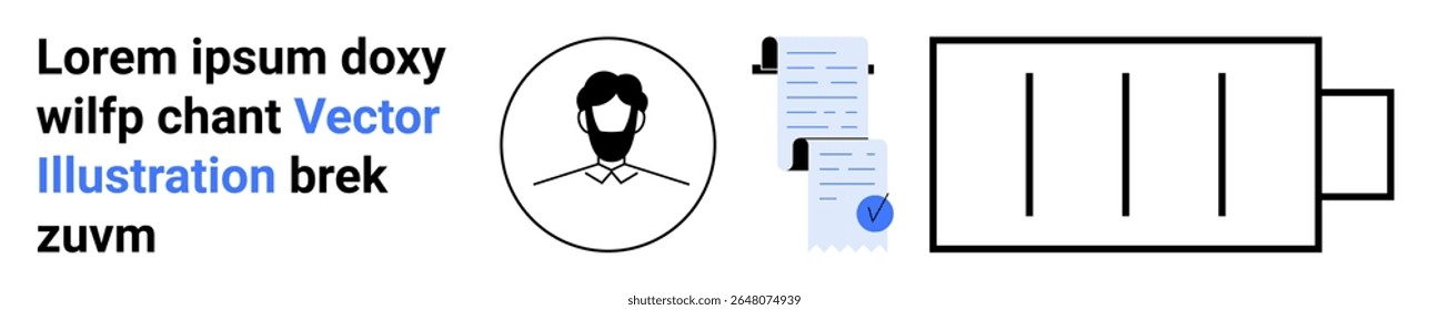 Diversos elementos, incluindo texto, avatar, lista de verificação e ícones de bateria. Ideal para criação de conteúdo, apresentações comerciais, design na Web, materiais educacionais, aplicativos de produtividade, visuais de marketing