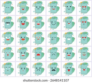 Diverse Emoticons Presented on Stylized Smartphone Icons in a Repeated Pattern