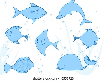 diverse fishes floating in the sea