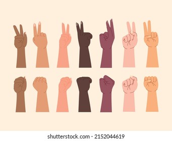 diverse fists set over beige