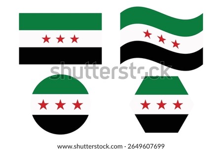 Diverse Flag Variations of the State of Syria. Syrian Arab Republic Identity with Syrian Flag.