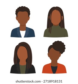 Diverse Flat Style Professional African American People Avatar Portraits Set