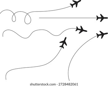 Diverse flight paths of several airplanes illustrating different trajectories and aviation routes